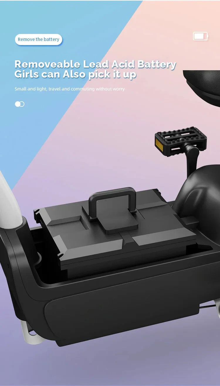 Electric Moped Style Bike with 500W Motor, Dual Seat, and Pedal Assist