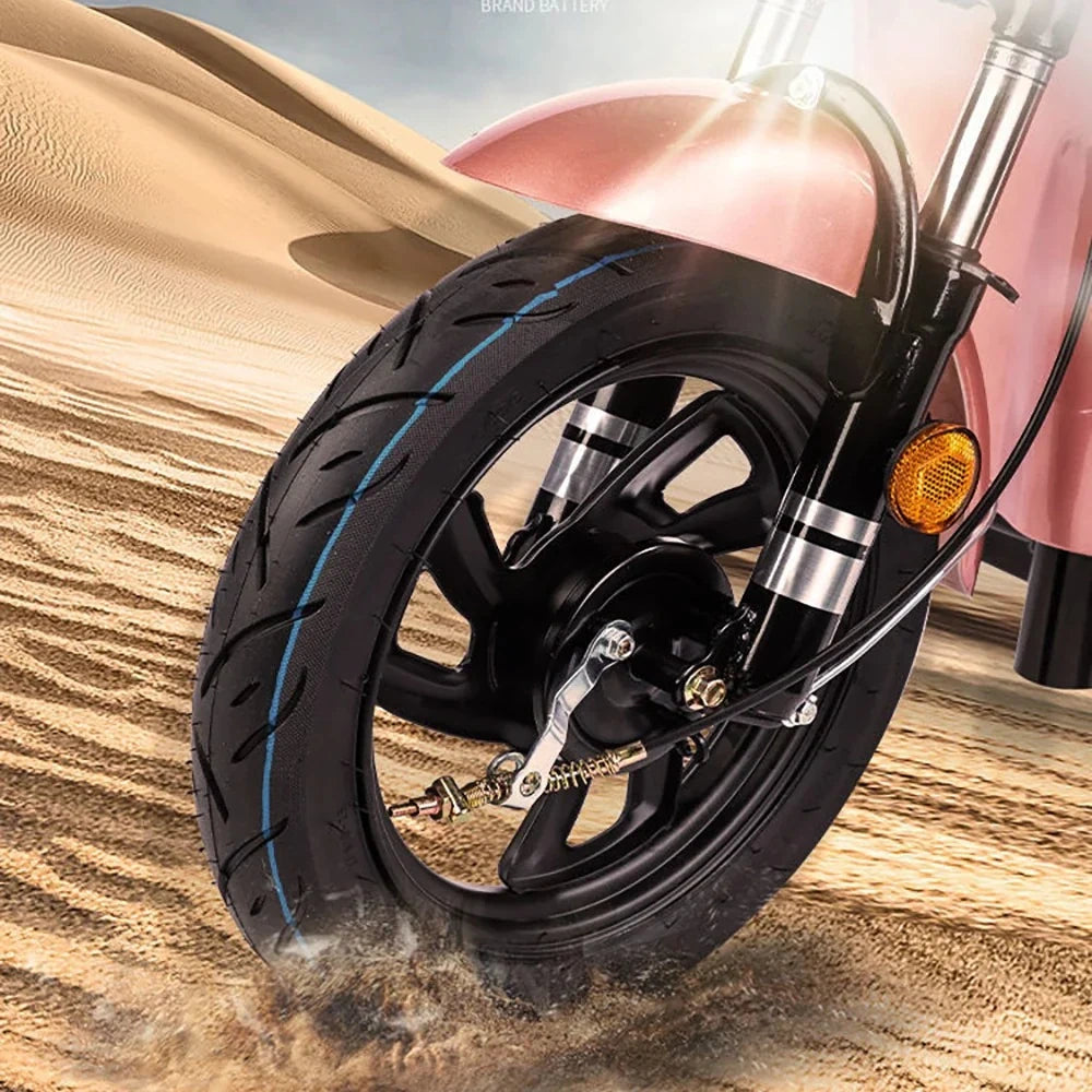 Folding Electric Bike with Dual Seat, 48V Removable Battery, and Basket