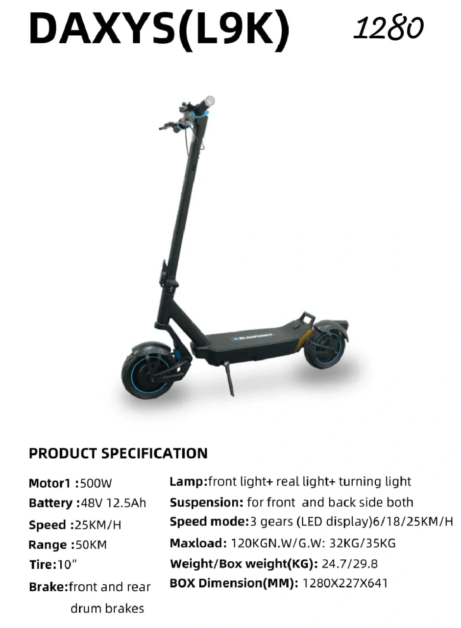 Foldable Electric Scooter with 500W Motor and 48V 12.5Ah Battery