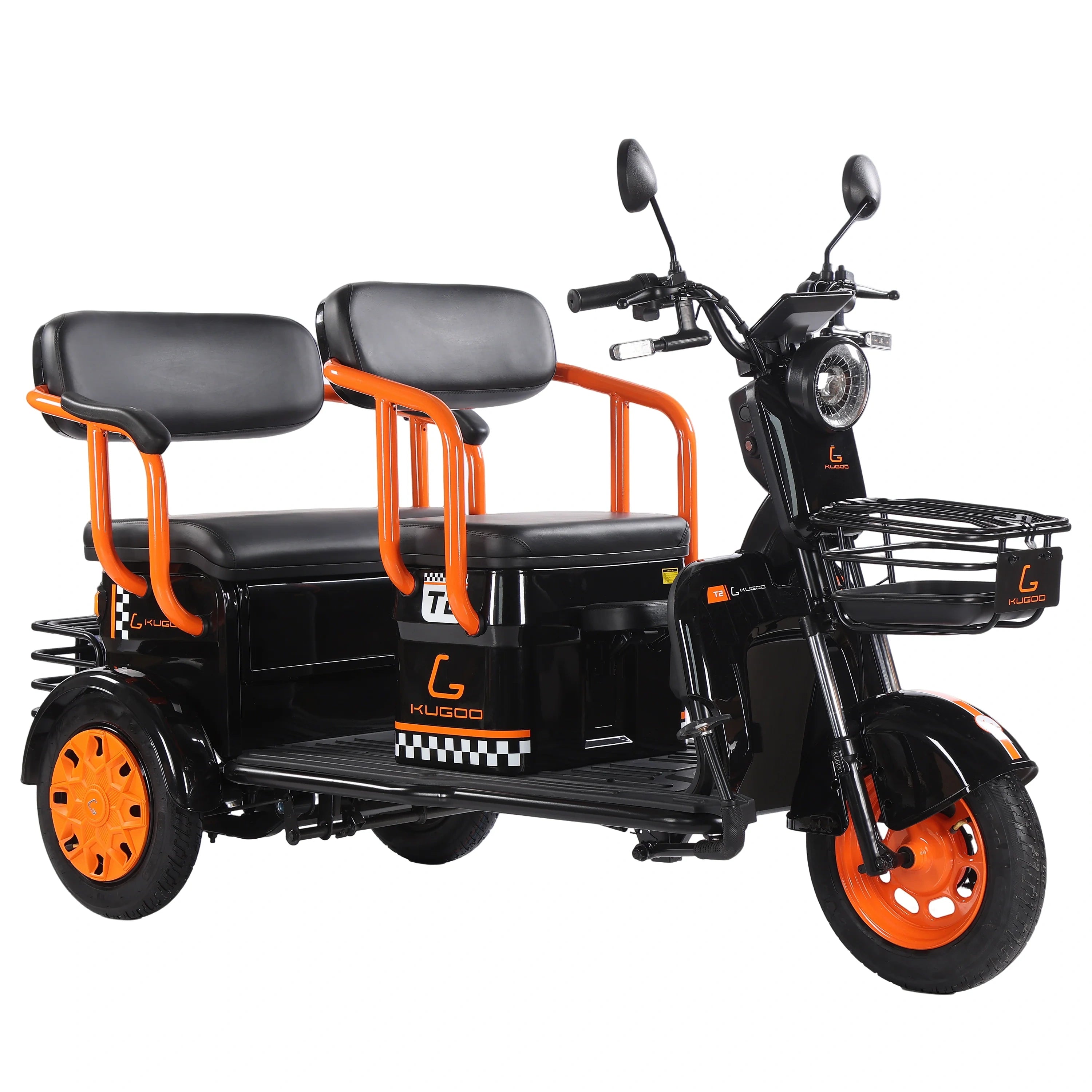 Stable 3-Wheel Electric Tricycle with 500W Motor, 3-Passenger Seating and Front Basket