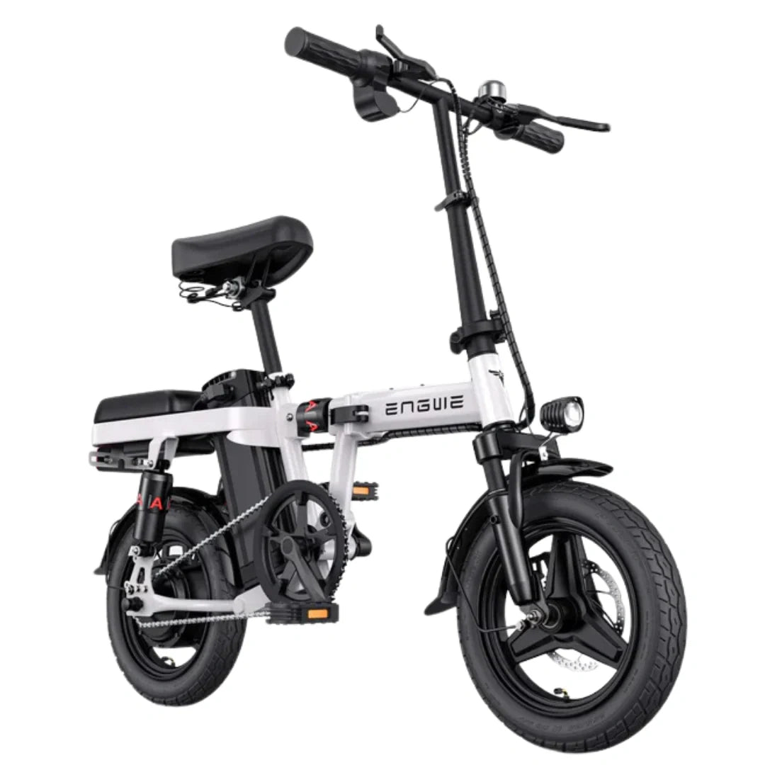Compact Folding Electric Commuter Bike with Shock-Absorbing Saddle