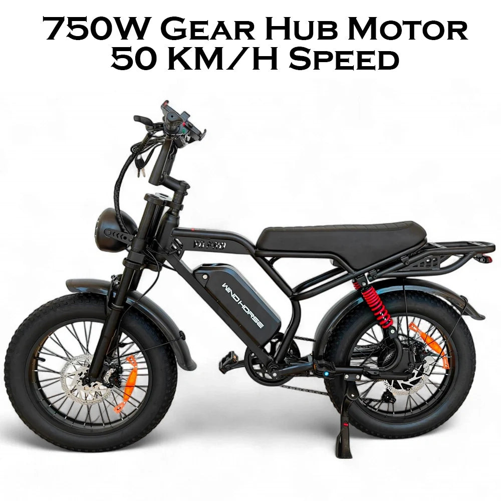 Folding Fat Tire Electric Bike with 750W Motor and Long-Range Battery