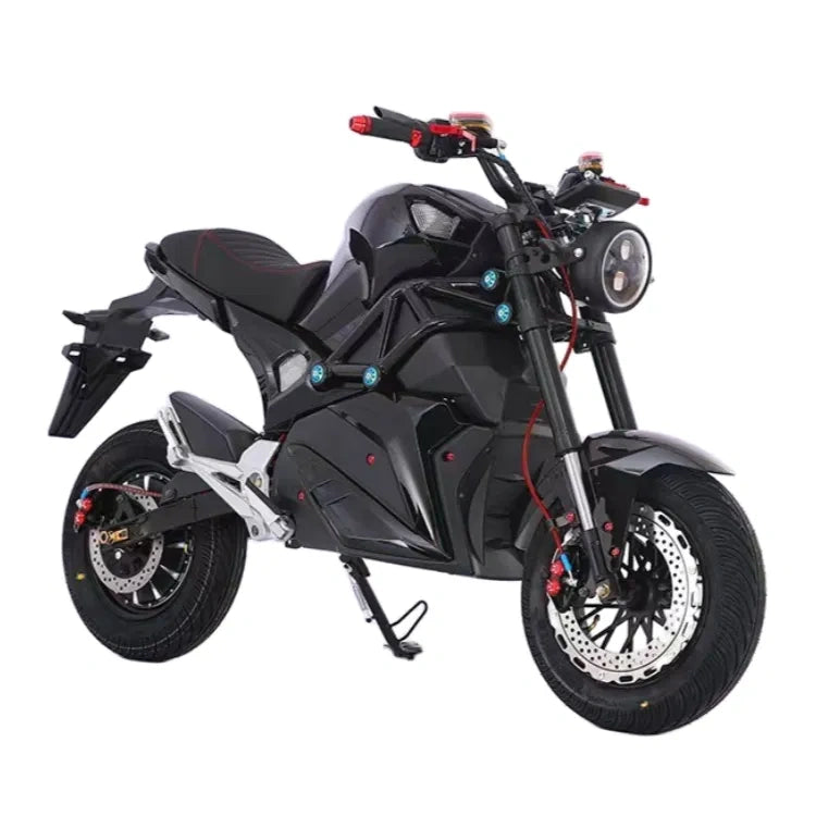 Black electric motorcycle on a white background
