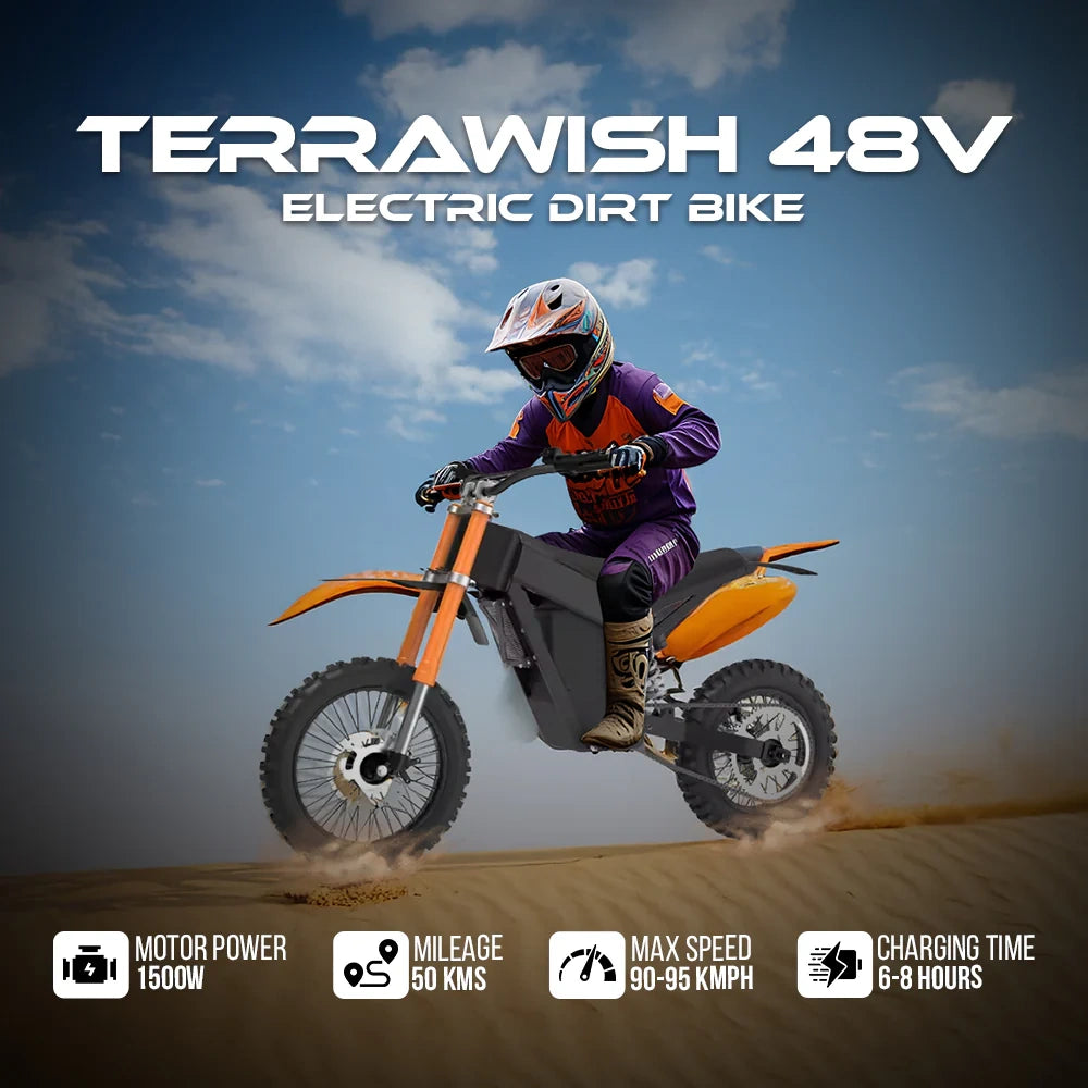High-Speed Electric Dirt Bike with 1500W Motor and 48V 21Ah Battery