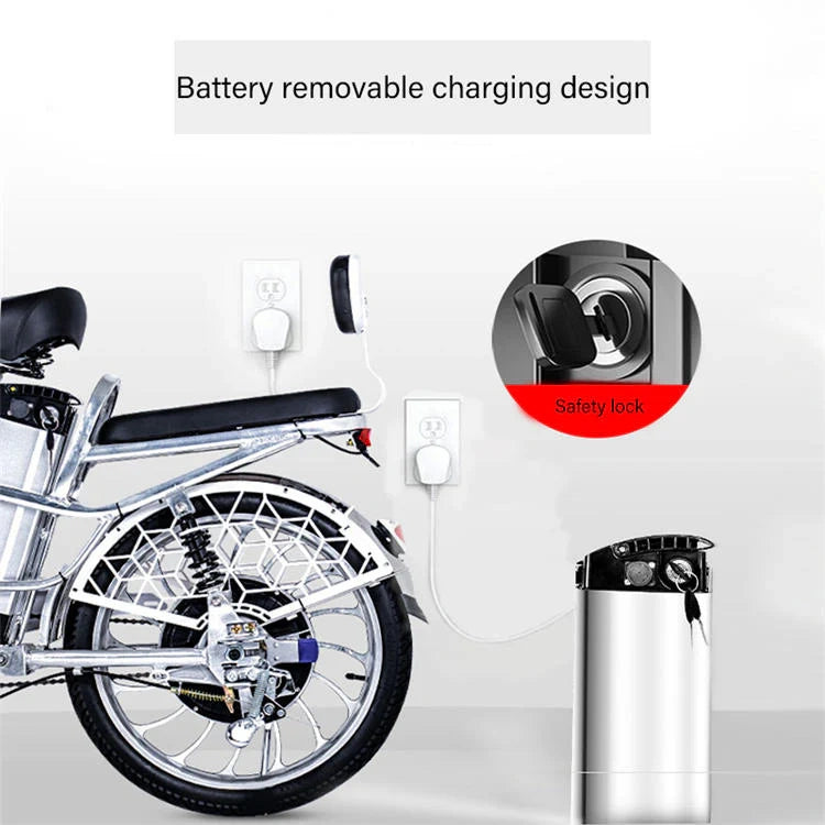 Lightweight Electric Bike with 350W Motor, 48V Battery, and Dual Seat