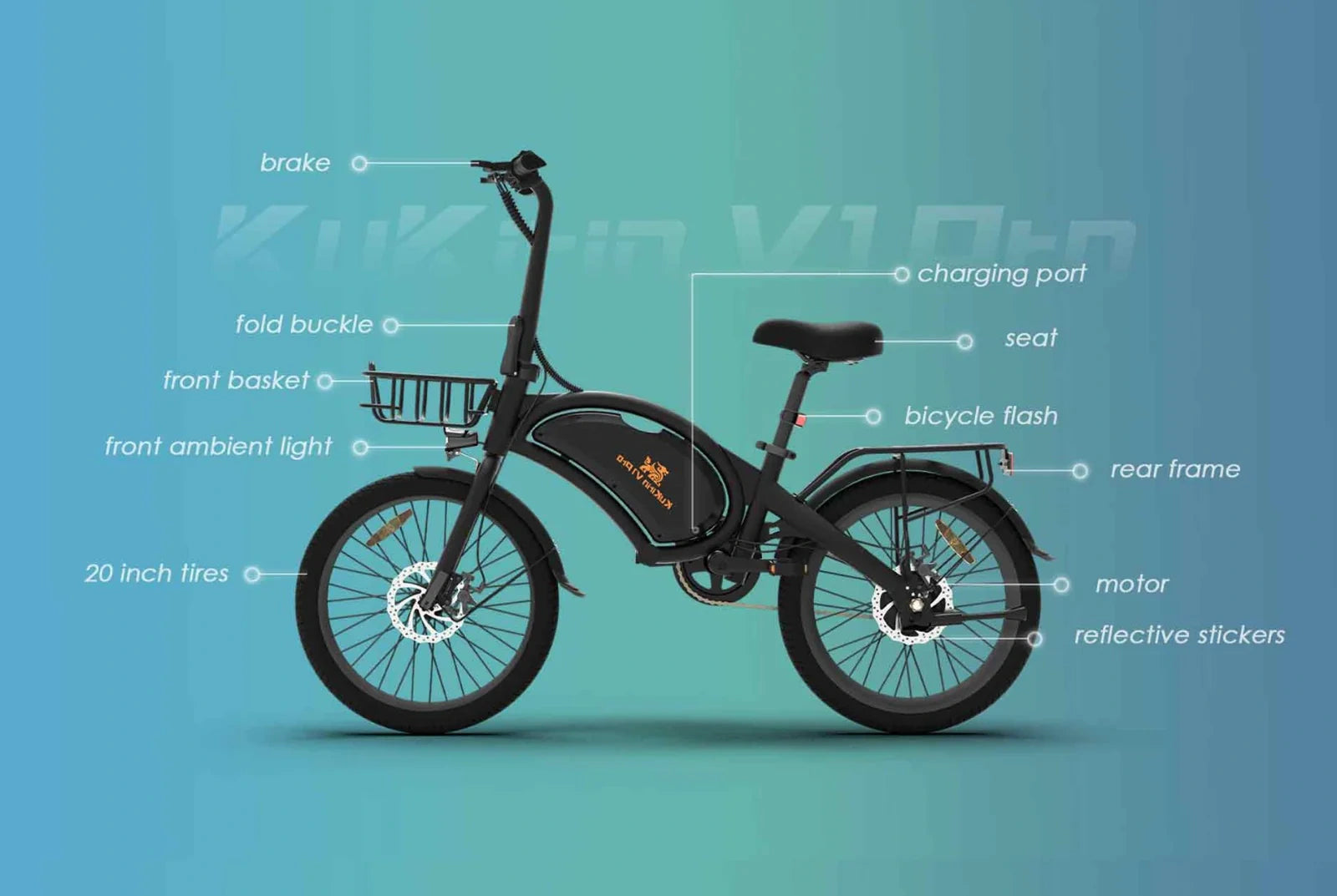 Folding Electric Utility Bike with 350W Motor, Dual Seat, and Basket