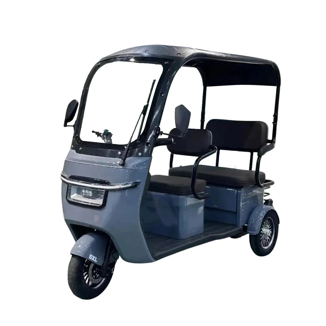Enclosed 3-Passenger Electric Tricycle with Roof and 1500W Motor