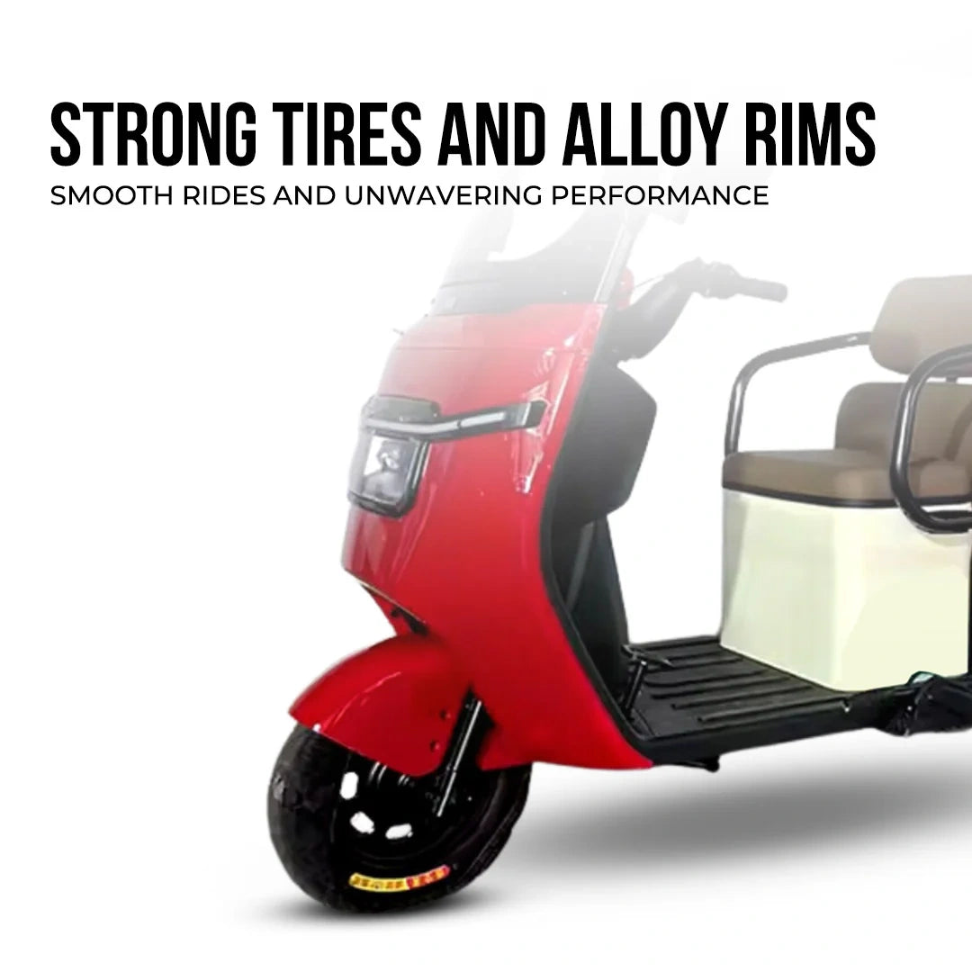 Enclosed 3-Passenger Electric Tricycle with Roof and 1500W Motor