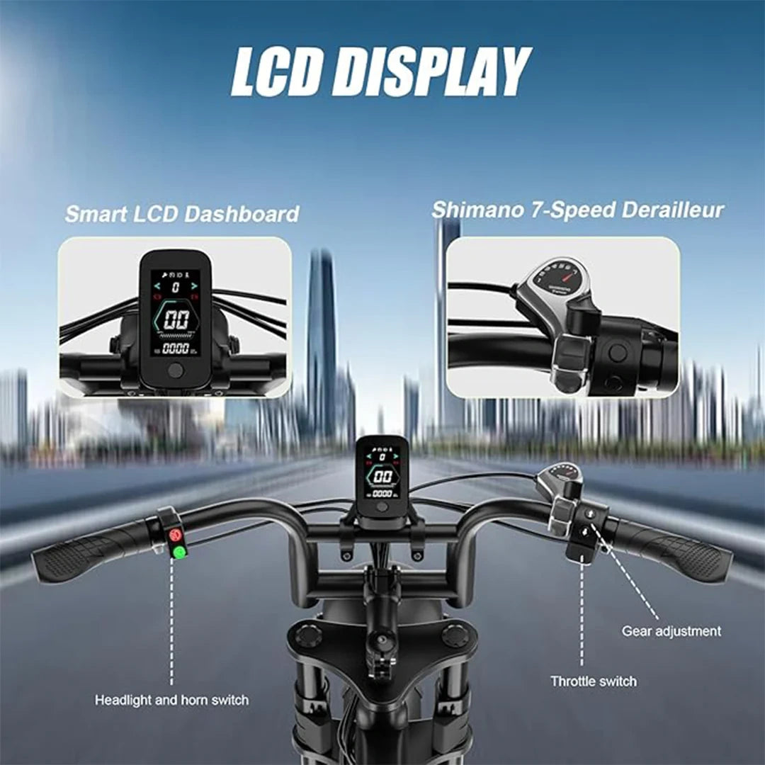 Folding Fat Tire Electric Bike with 750W Motor and Long-Range Battery