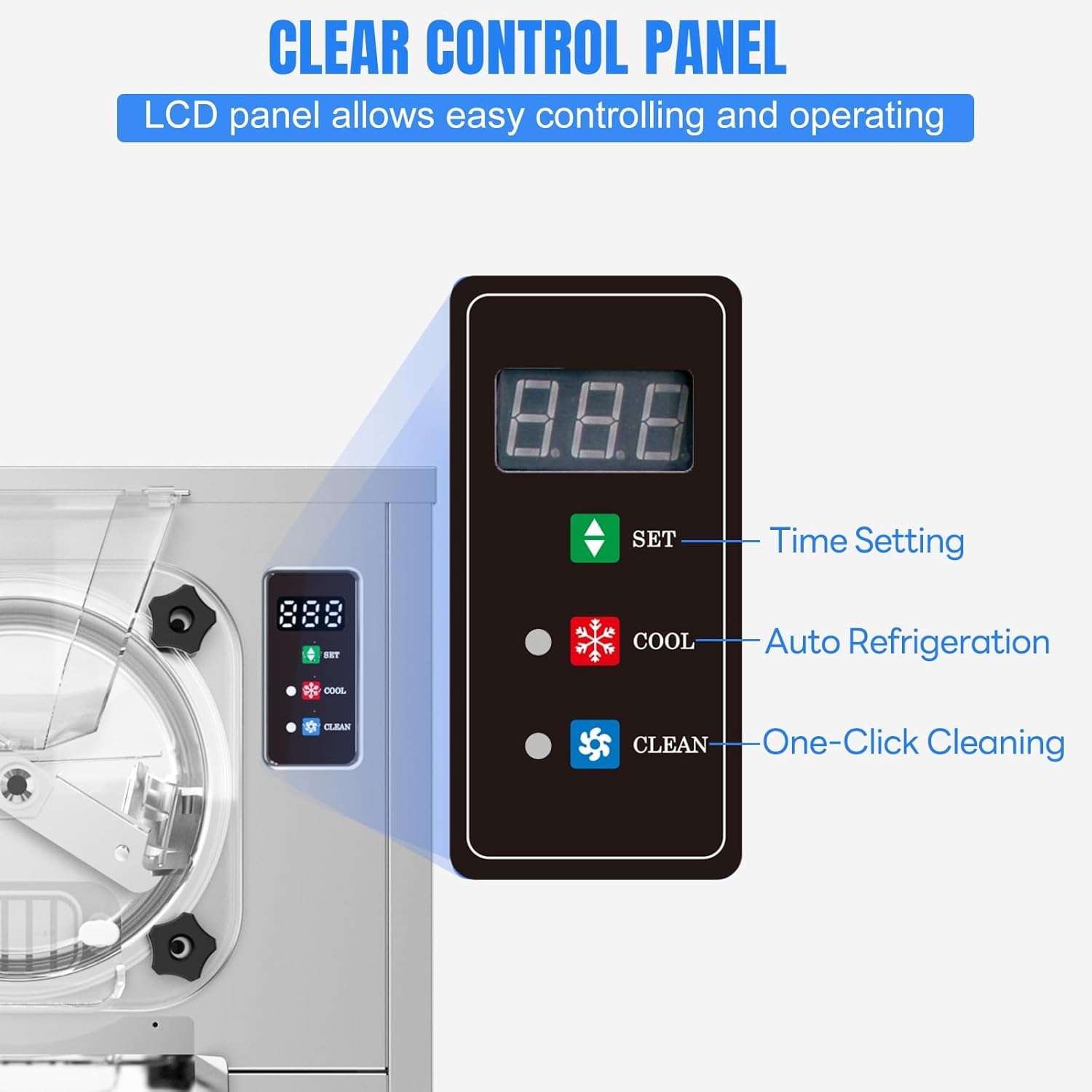 COOLBABY Commercial Desktop Ice Cream Making Machine, Hard Ice Cream Machine, Gelato, Sorbet and Frozen Yogurt Maker, Stainless Steel, 5.3 Gal/H, 1400W - COOLBABY