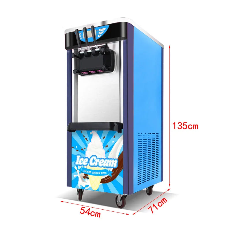 Commercial 3-Flavor Soft Serve Ice Cream Maker with Intelligent Controls - COOLBABY