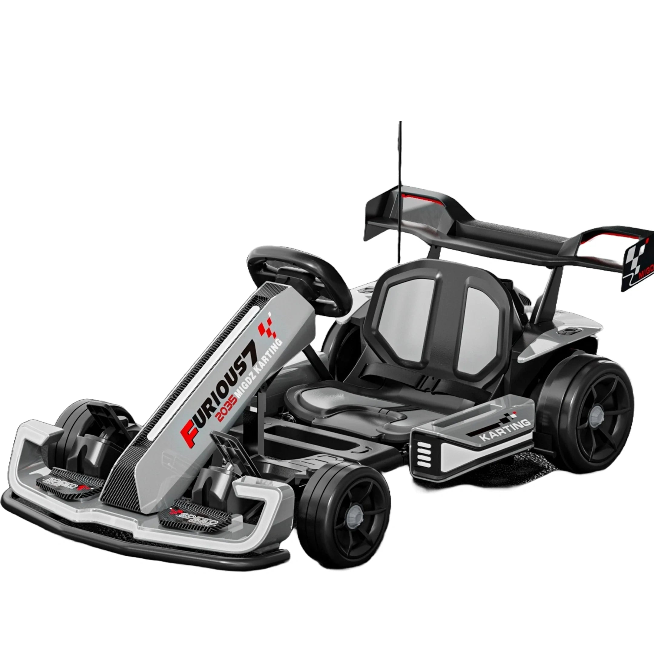 Model go-kart with 'Furious7' branding on a white background