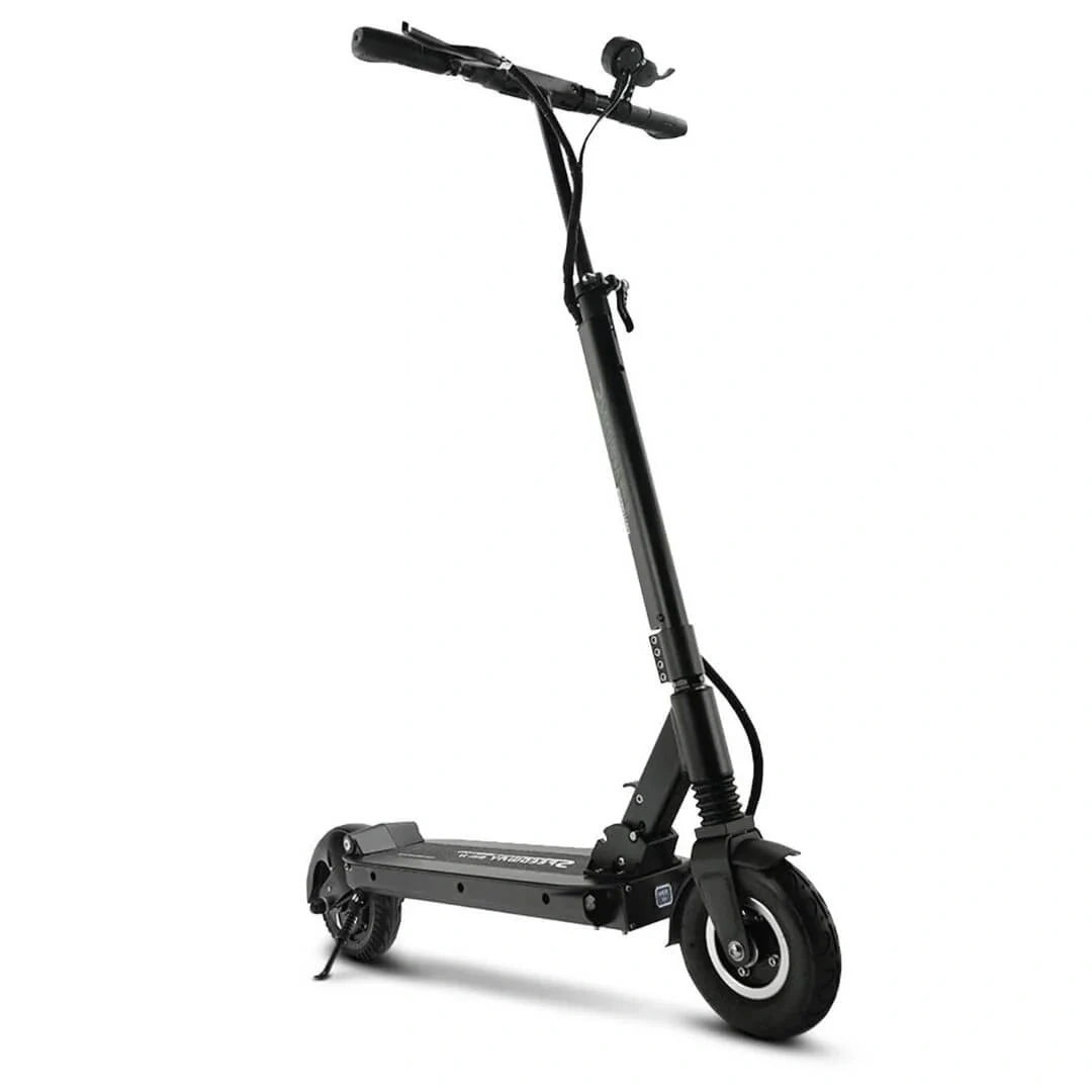 Black electric scooter on a white background