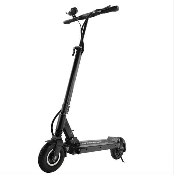 Black electric scooter on a white background