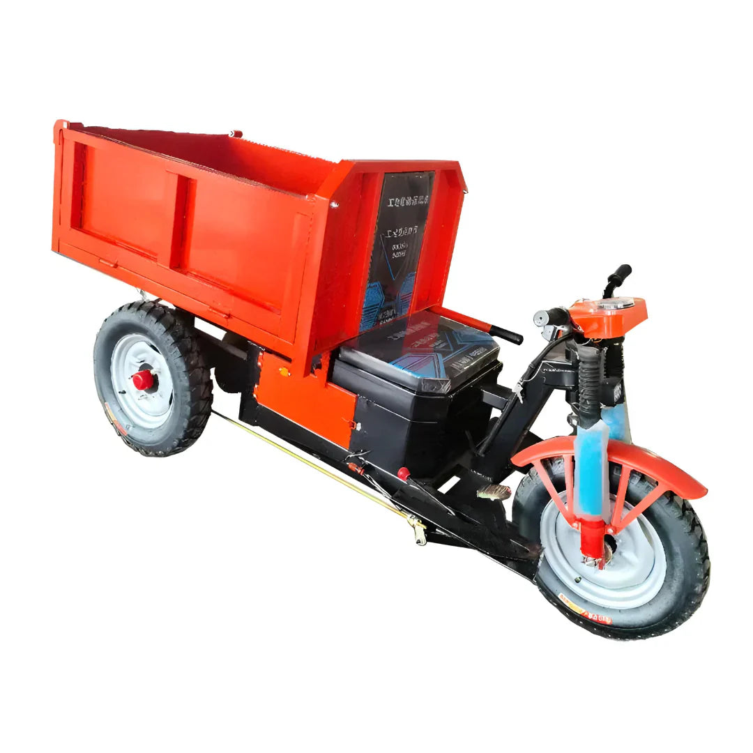 Red motorcycle with a trailer on a white background