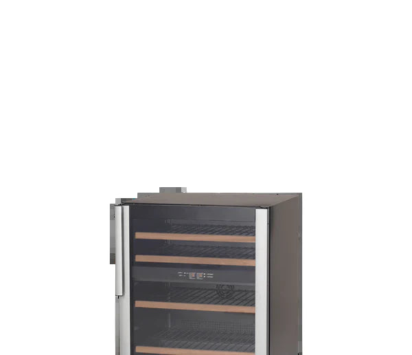 Wine cooler with glass door on a white background