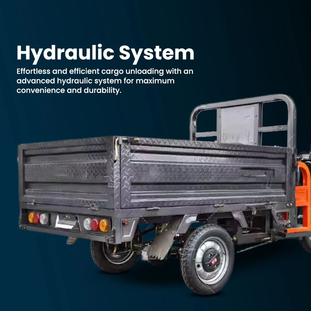 Truck with hydraulic system on a dark blue background