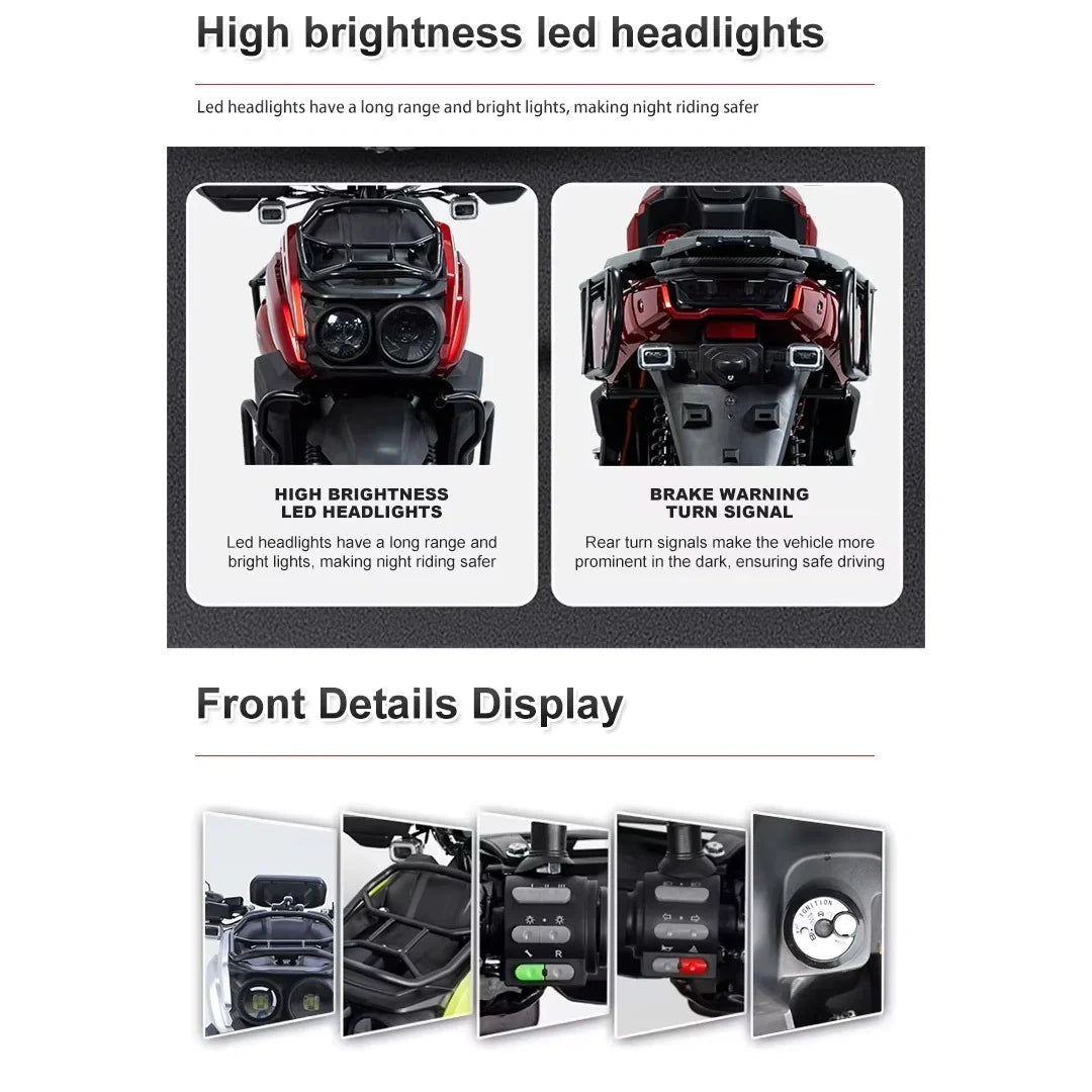 High brightness LED headlights with front details display on a white background