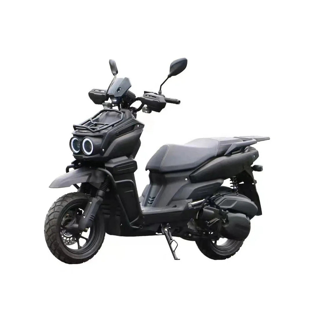Black scooter on a white background