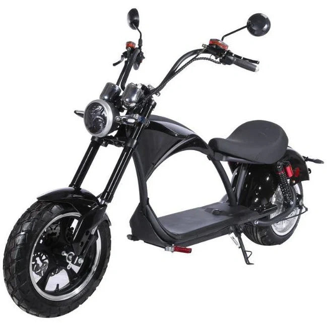 Black electric scooter on a white background