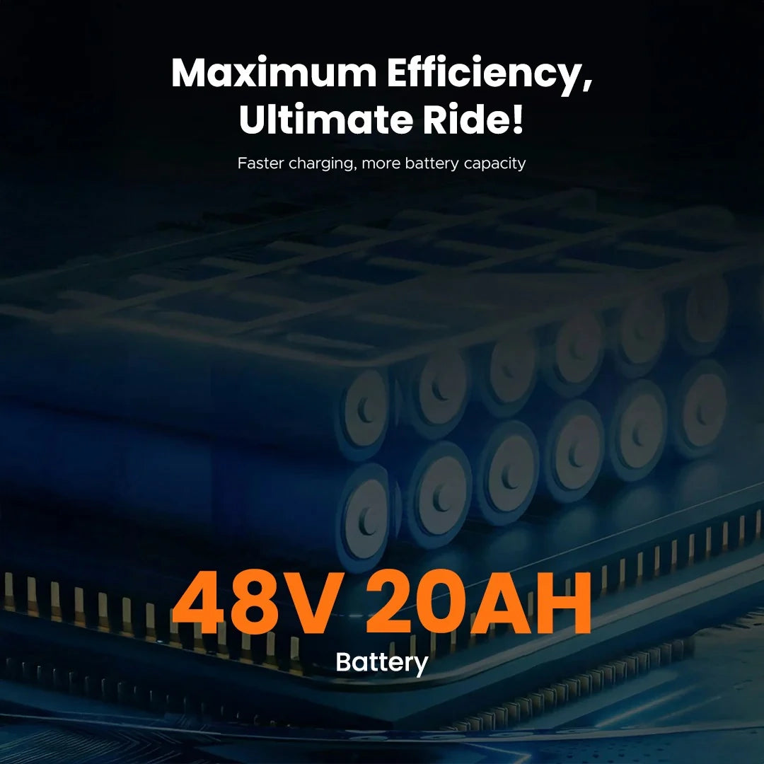 Stack of batteries with text highlighting efficiency and specifications on a dark background