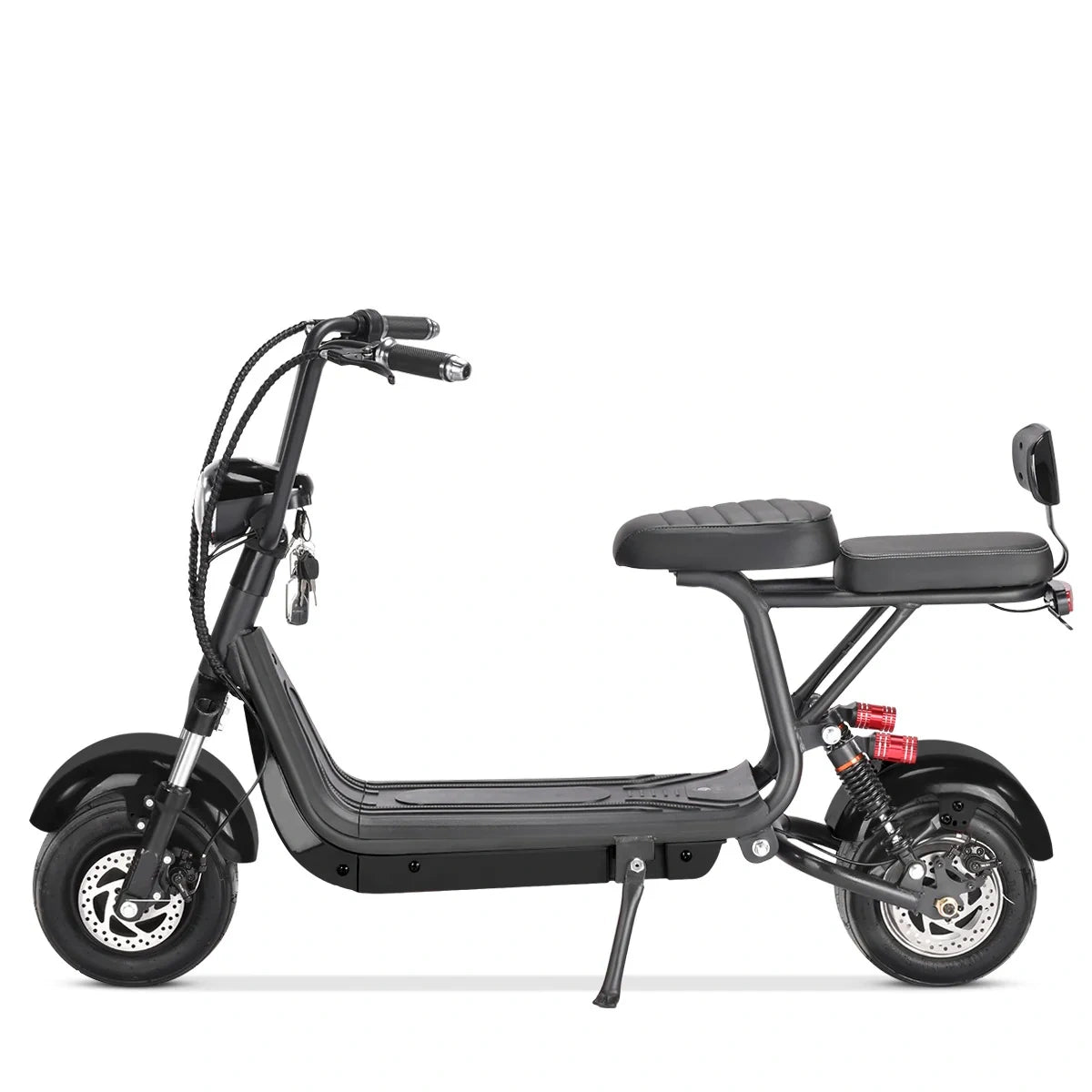 Black electric scooter on a white background