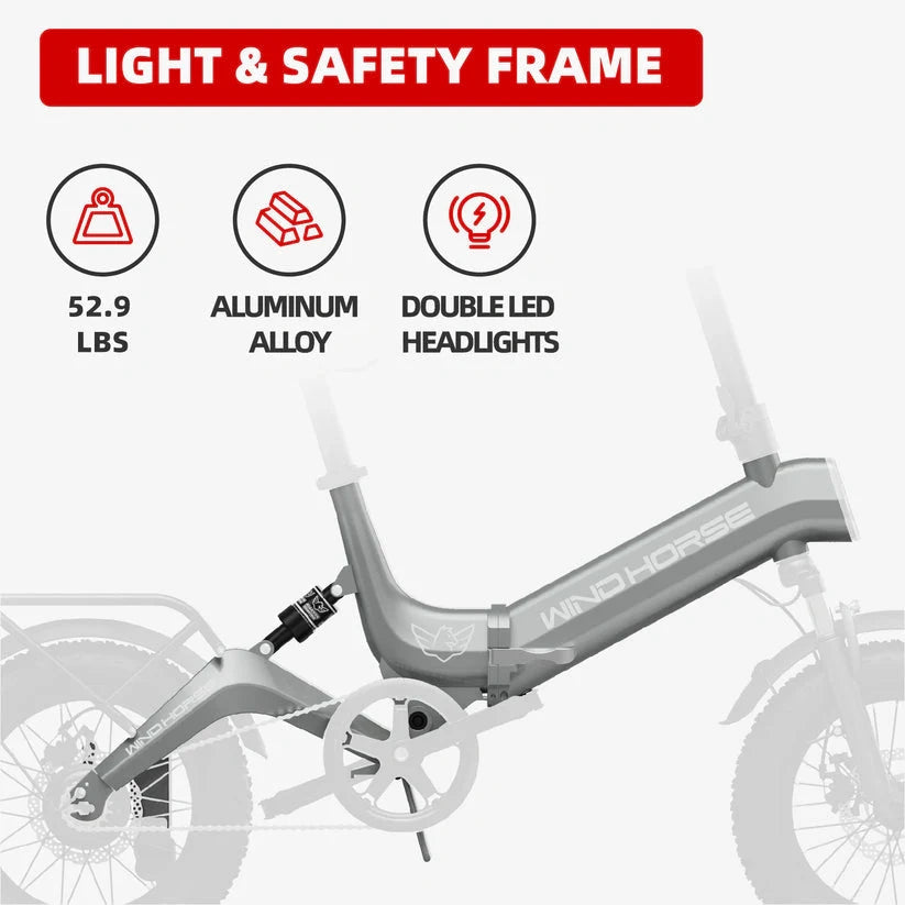 Bicycle frame with features highlighted on a white background