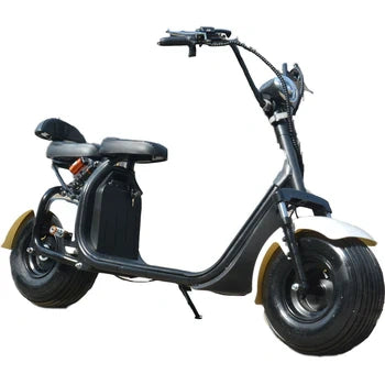 Black electric scooter on a white background