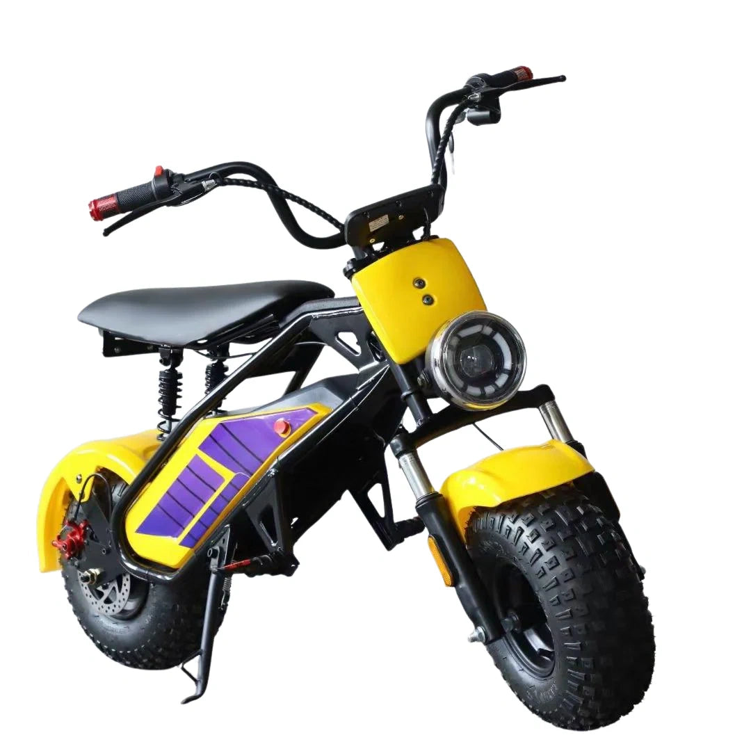 Yellow and black electric bike on a white background