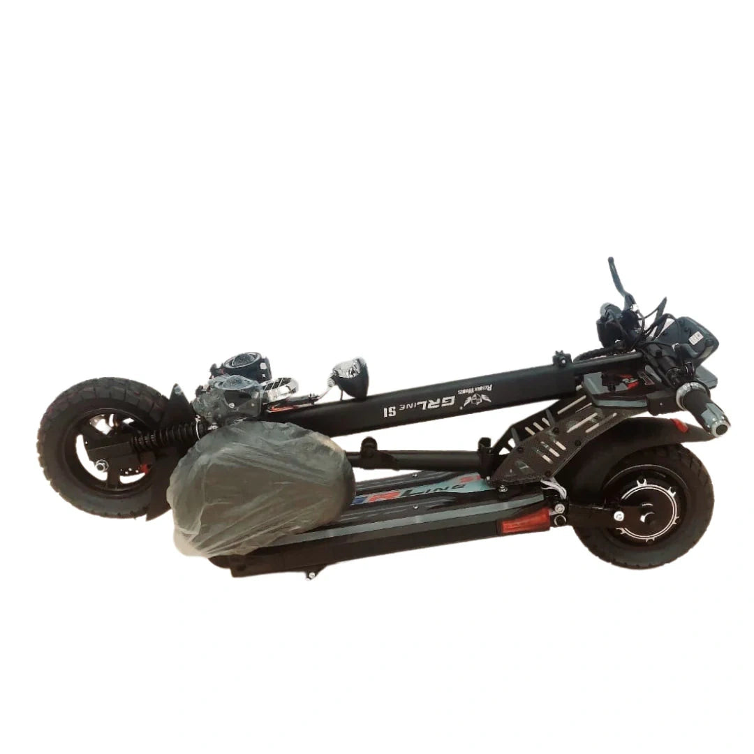 Motorcycle frame with visible branding on a white background