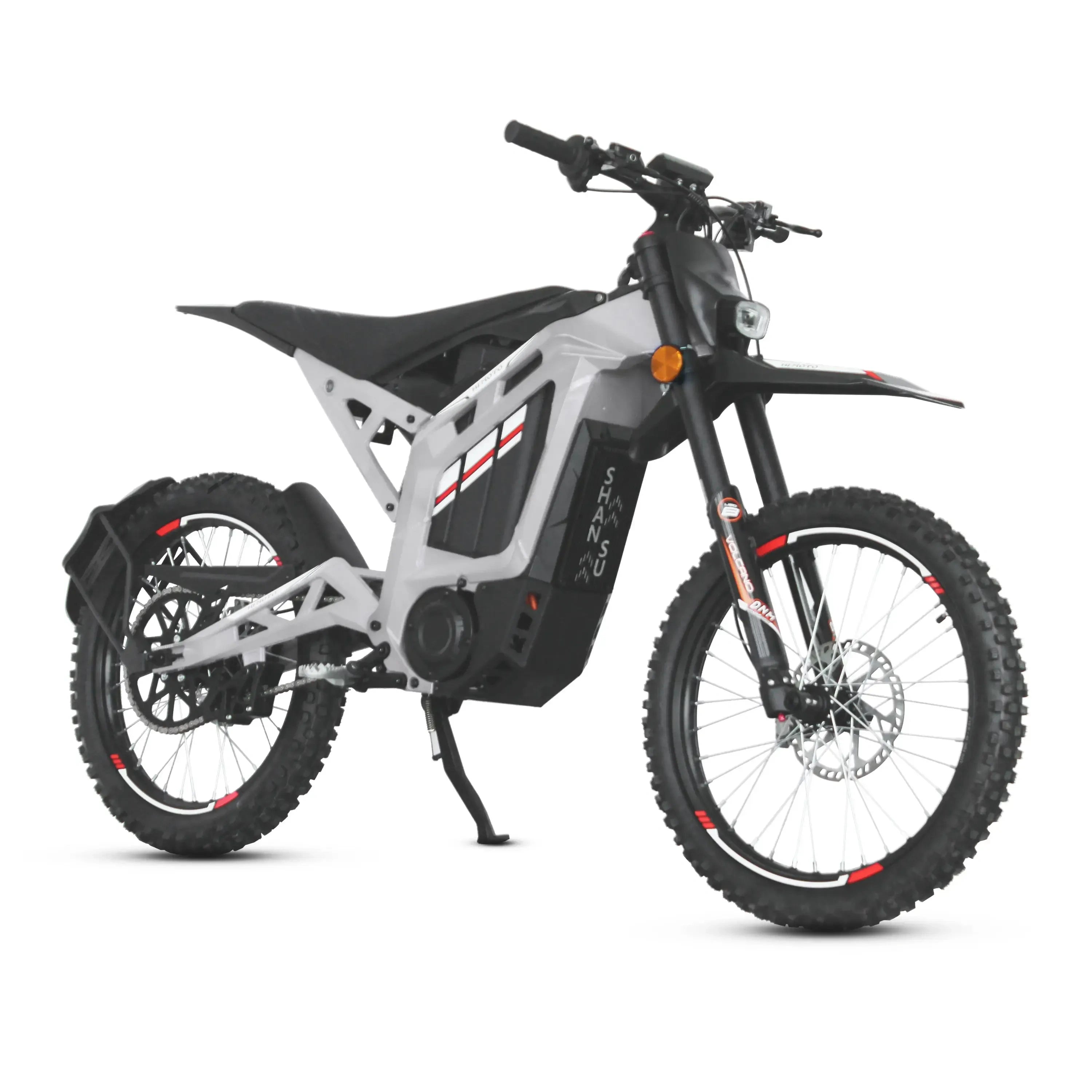 Electric bike with off-road tires on a white background