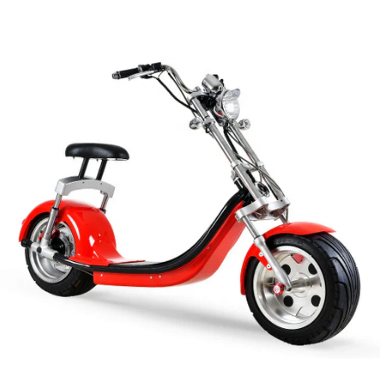 Red and black scooter on a white background