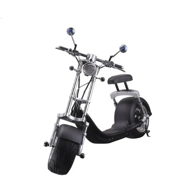Black electric scooter on a white background