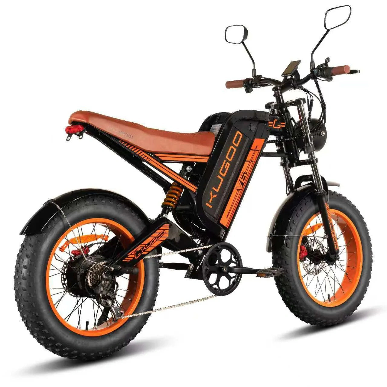 Black and orange electric bike with 'Klugoo' branding on a white background