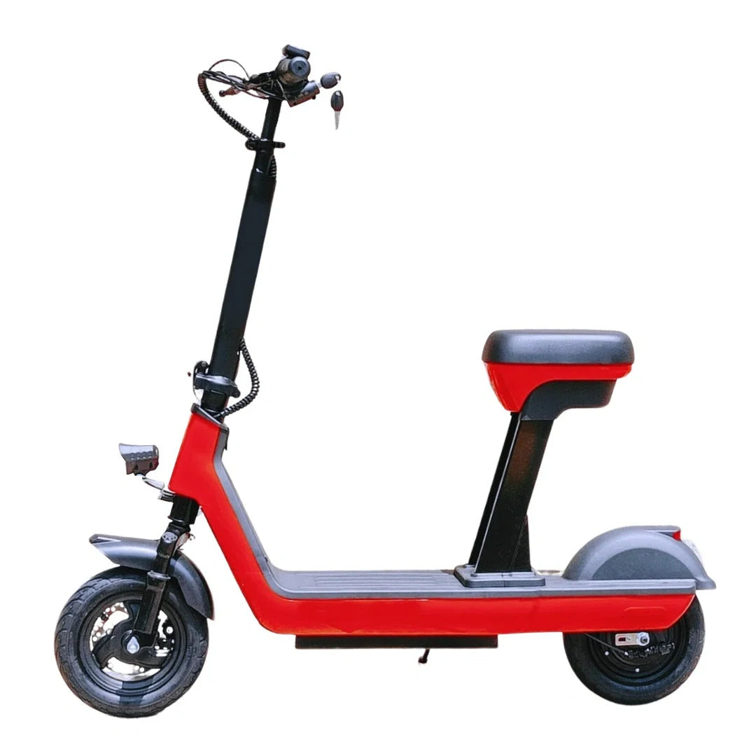 Red electric scooter on a white background