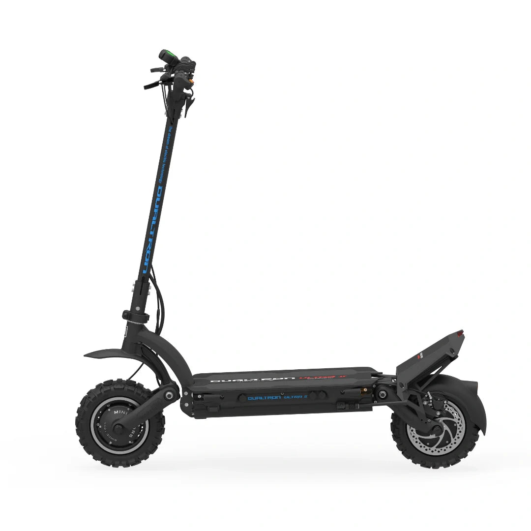 Black electric scooter on a white background