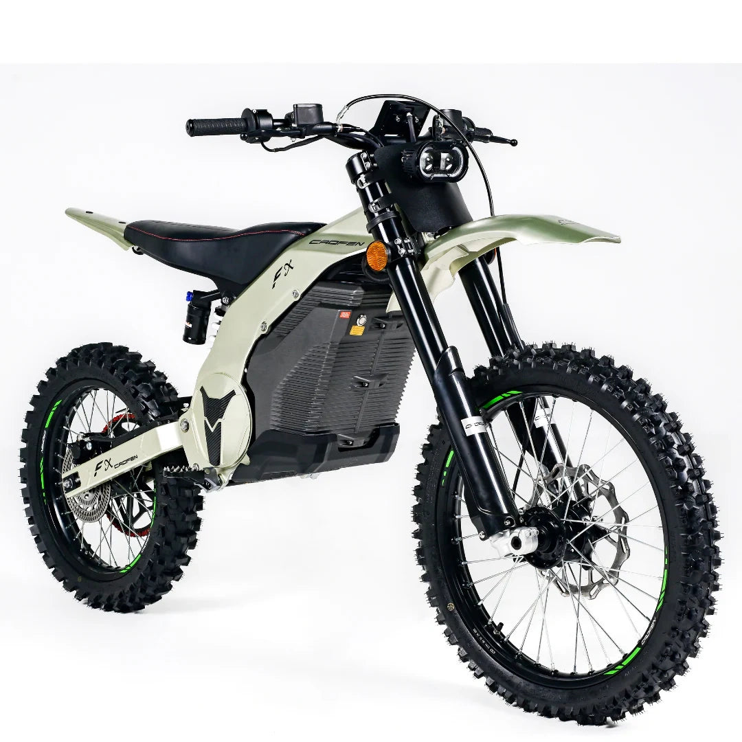 Electric bike with off-road tires on a white background