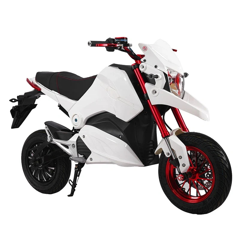 White motorcycle with red accents on a white background