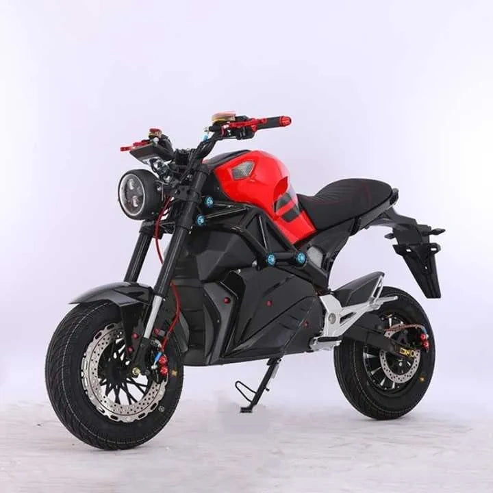Black and red motorcycle on a white background