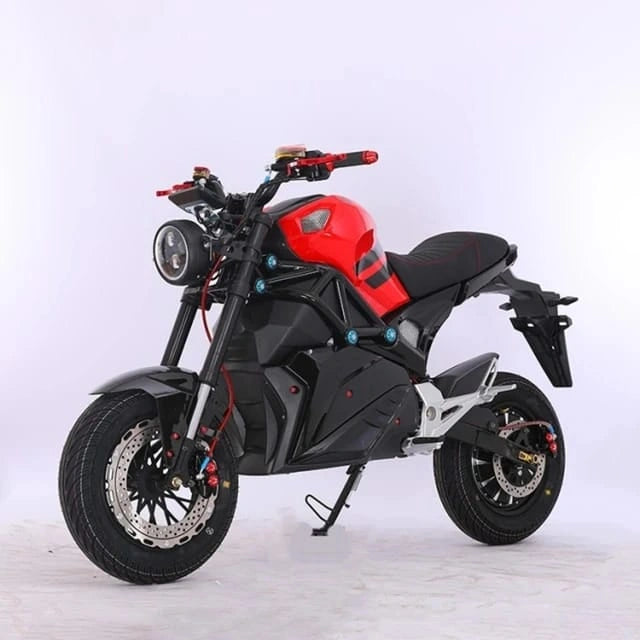 Black and red motorcycle on a white background