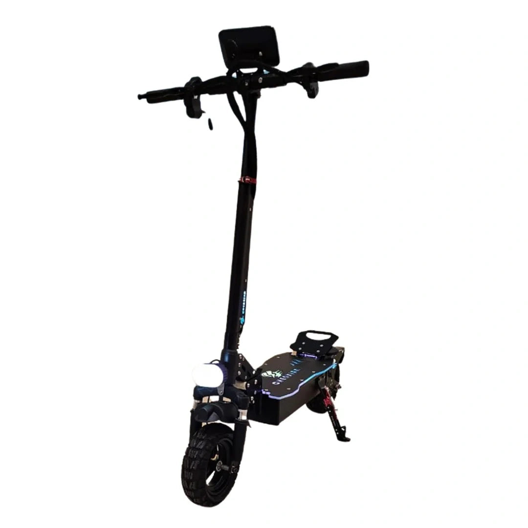 Black electric scooter on a white background
