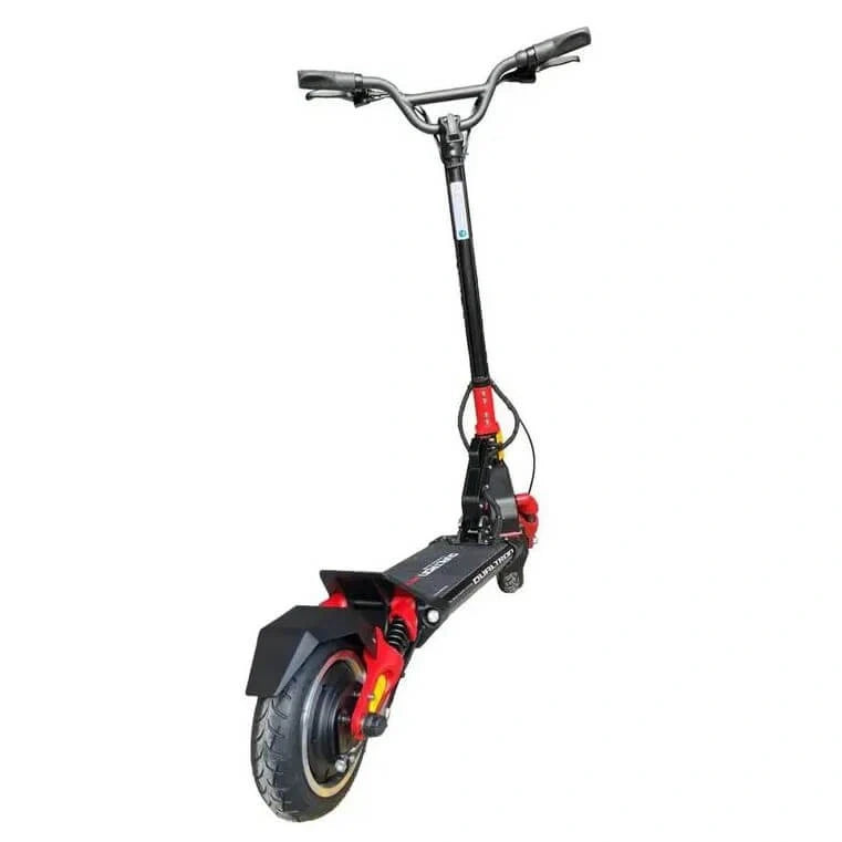 Black and red electric scooter on a white background