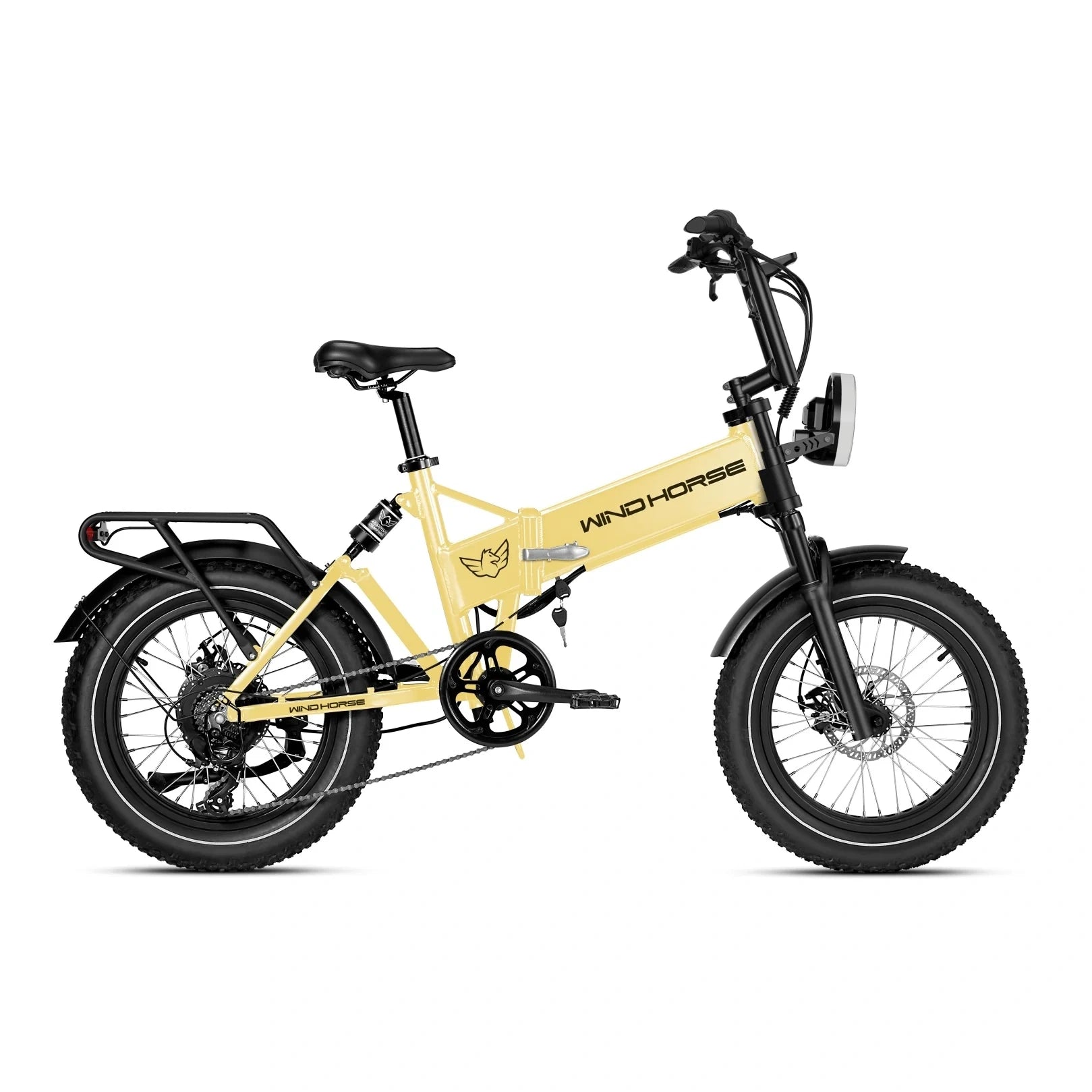 Yellow electric bike with black accents on a white background