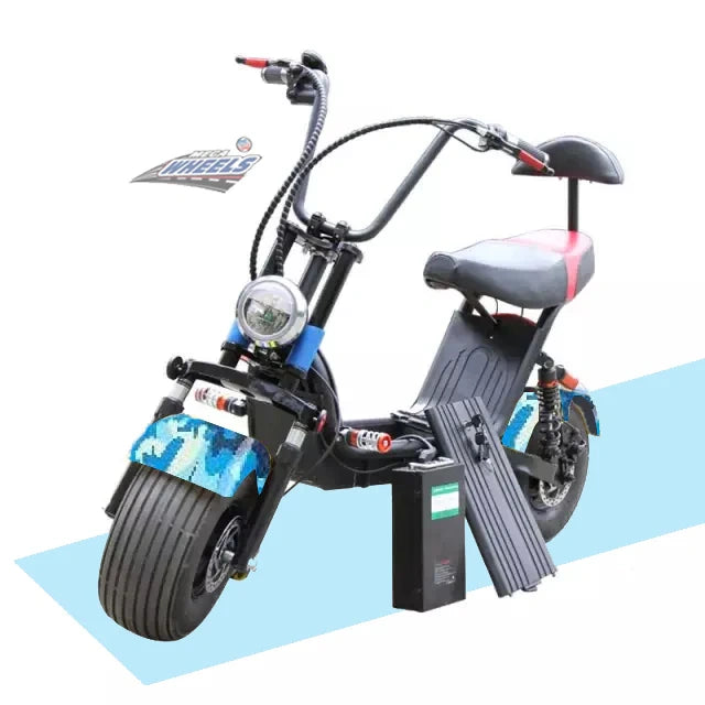 Electric bike with large wheels on a white background