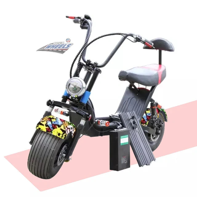 Electric bike with large wheels on a white background