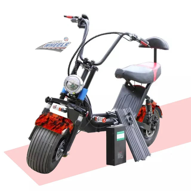 Electric bike with large wheels on a white background