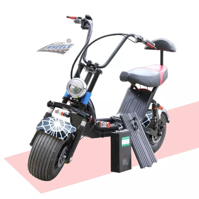 Electric bike with large wheels on a white background
