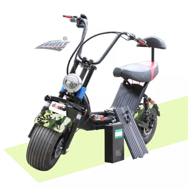 Electric bike with large wheels on a white background