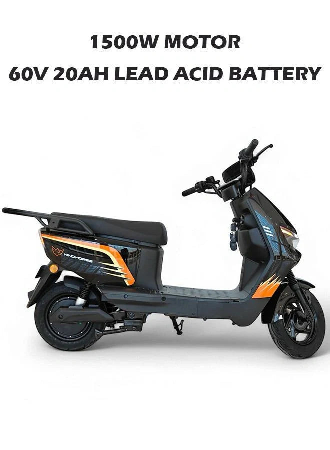 Electric scooter with specifications on a white background