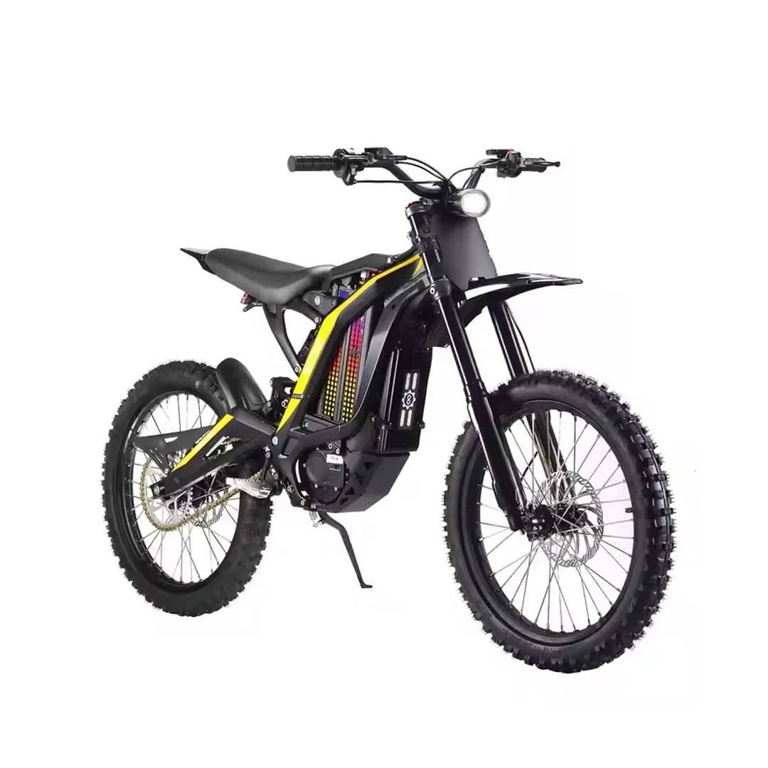 Black and yellow electric bike on a white background